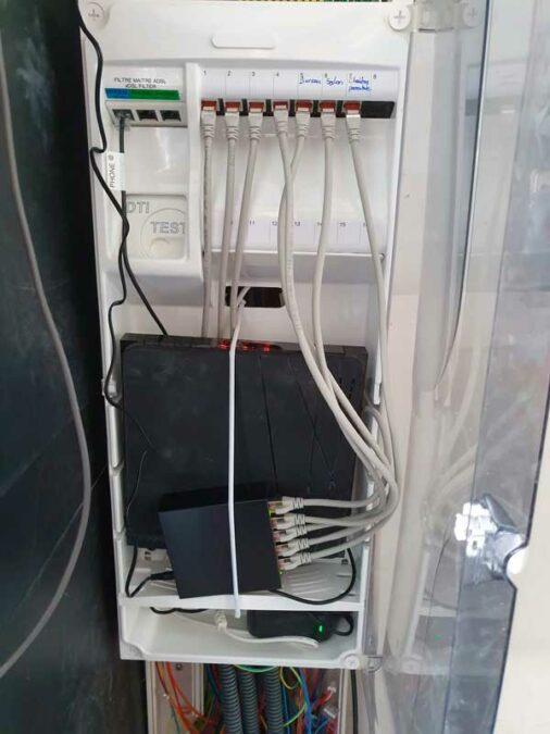 Installation de câbles pour réseau informatique